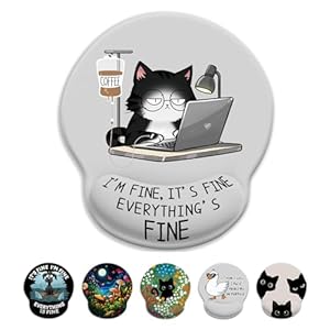 Cat Ergonomic Mouse Pad with Wrist Rest, Gaming Mouse Pad with Wrist Support, Funny Mouse Pads for Desk, Computer Mousepad with Non-Slip Pain Relief PU Base, Cute Office Desk Accessories