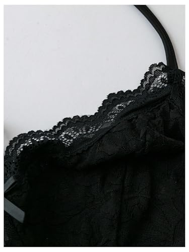 Verdusa Women's Plus Size Floral Lace Date Night Tops V Neck Backless Halter Top4