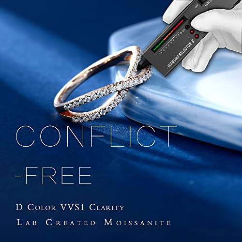 MOOSEA Moissanite Infinity Wedding Band for Women, D Color VVS1 Clarity Lab Created Wedding Rings 14K White Yellow Rose Gold Vermeil Moissanite Stackable Rings for Women Wife Anniversary Band3