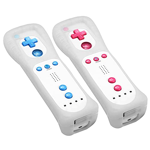 Wii Remote Controller,Molicui Wii Game Wireless Controller For Nintendo Wii/Wii U Console,2 Packs,(Blue White Back & Pink White Back) #TOP4