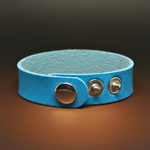 Image of THE MEN THING BLAZEFIT STRAP - 18mm Genuine Leather Bracelet with Stainless Steel Stud Button Closure for Men & Boys (6.6 /7.1 /7.6 inch)