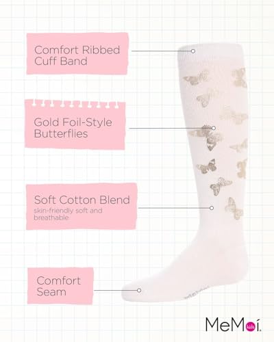 MeMoi Gold and Gilded Butterfly Knee High Cotton Blend Girls Socks3