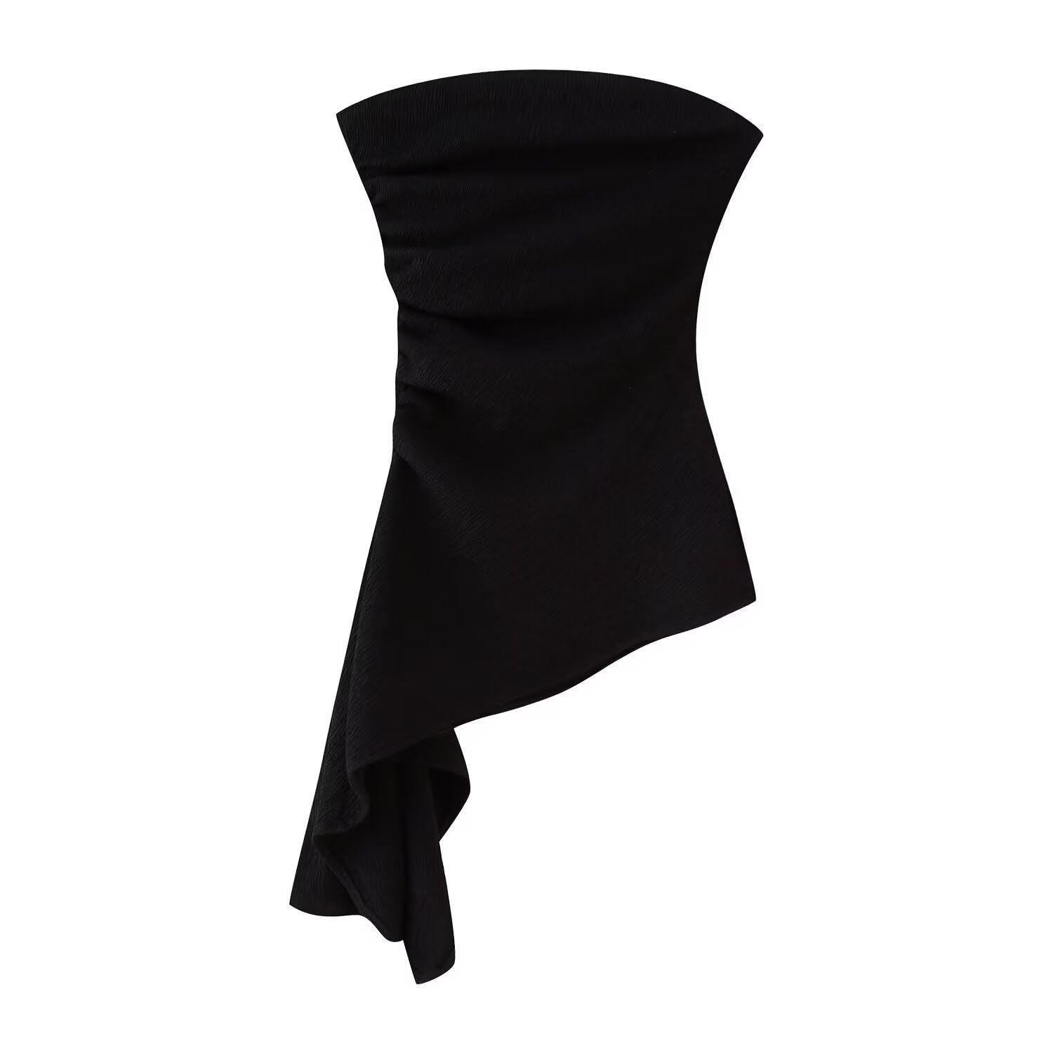 Women’s Wrap Top | Sleeveless Strapless Slim Fit | Solid Color Women’s Clothing | Black | L-image-2