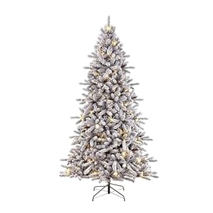 Puleo International 65 Foot Pre Lit Flocked Bennington Fir Artificial Christmas Tree with 350 UL Listed Clear Lights
