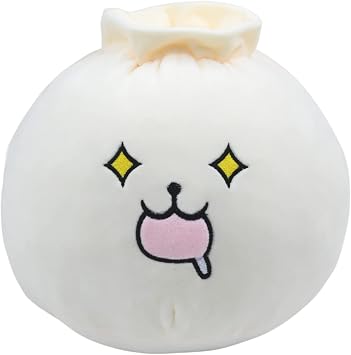 VICKYPOP Dumpling Plush Toy Cute Expression Food Throw Stuffed Pillow Round Buns Home Decorative Plush Pillow Toy Drooling, 9.8 inches 25cm