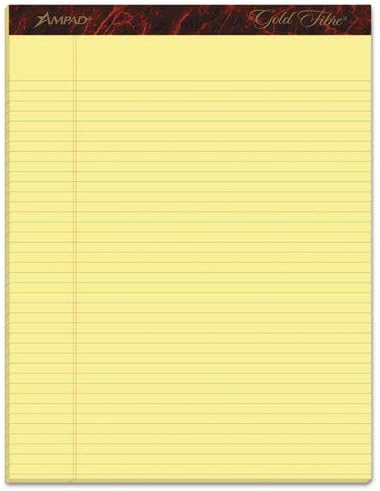 Gold Fibre Pads, 8 1/2 x 11 3/4, Canary, 50 Sheets, Dozen