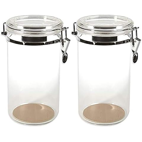 Prestige Import Group AJ25 25 Count Acrylic Humidor Jar with Humidifier and Spanish Cedar Interior Lining on Bottom - 2 Pack Cover