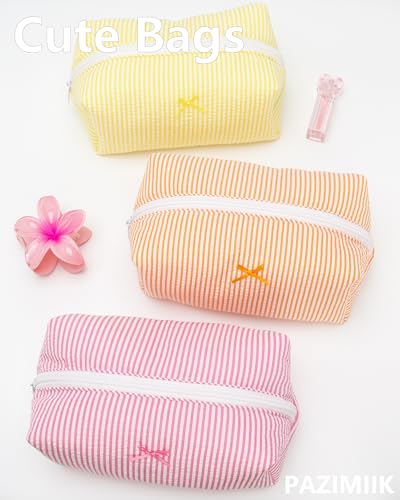 PAZIMIIK Cozy Makeup Bag Small Aesthetic Travel Zipper Cosmetic Pouch for Women Make Up Beauty Accessories Brushes, Stripe Hotpink PAZIMIIK Cozy Makeup Bag Small Aesthetic Travel Zipper Cosmetic Pouch for Women Make Up Beauty Accessories Brushes, Stripe Hotpink - Image 5