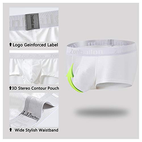 ZONBAILON Mens Sexy Bulge Enhancing Pouch Underwear Boxer Briefs Pack Short Leg Ball Pouch Tagless Silk Trunk4