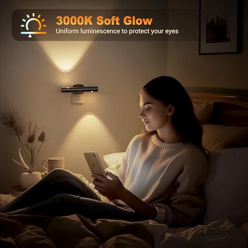 Image of JandCase LED Night Light with 180 Rotatable Plug, Modern Night Lights Plug into Wall, 0-100LM Dimmable Night Light with Dusk-to-Dawn Sensor, for Bathroom Hallway Bedroom Stairway, 1 Pack