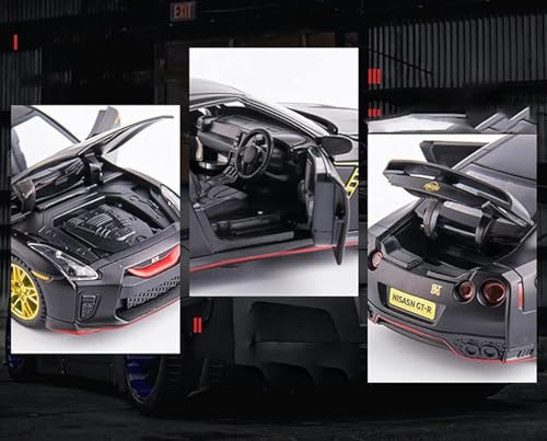 Image of 1:32 Scale Die-Cast Metal GT-R with Openable Doors and Pull Back Action with Lights & Music (Grey)