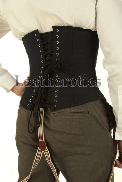 Handmade Cotton Corset for Men -Spiral Steel Boned Mens Corset Waist Trainer2