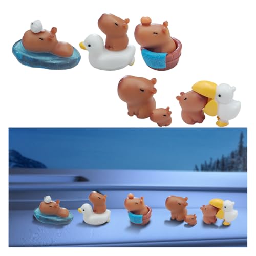 Image of smilfuy 6PCS Car Dashboard Mini Capybara Ornament, Mini Resin Animals Set, Cute Car Interior Decoration Accessories, Capybara Figurine Decor for Car Center Console, Room, Desktop (Capybara)