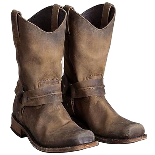 Bottes de cowboy homme confortables à bout carré et semelle de travail
