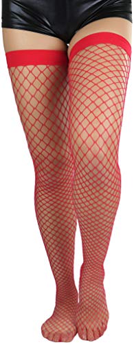 Image of ToBeInStyle Women's Vibrant Large Net Fishnet Thigh High Elastic Nylon Novelty Stockings