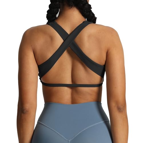 Aoxjox Women's Workout Sports Bras Square Neck Emma Cross Back Fitness Training Gym Bra Yoga Crop Tank2