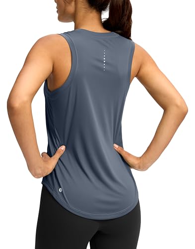 SANTINY Women's Workout Tank Top Racerback Athletic Shirt | Lightweight, Breathable, Soft, Quick Dry, Sleeveless, Loose Fit, Crew Neck, Moisture Wicking, Stretchy, for Yoga Running Gym