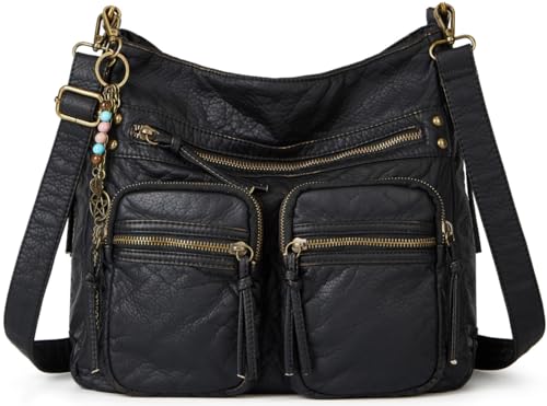Image of Worldlyda Crossbody Bags for Women Large Tote Soft Leather Purses Washed Y2K Hobo Vintage Handbag Shoulder City Bag