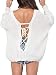 Choies Women White Long Sleeve V-neck Lace Up Tie Back Knit Jumper Loose Sweater Tops