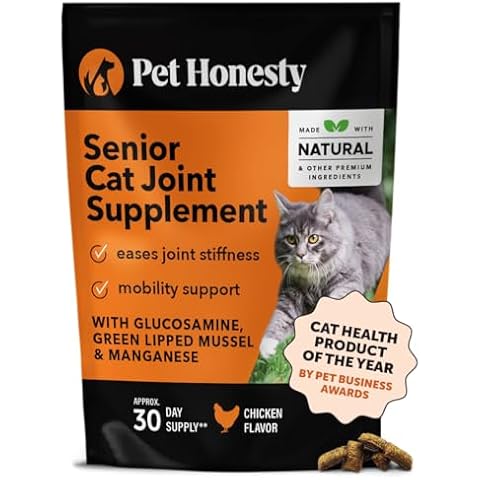 Pet Honesty Cat Hip & Joint Health Chews - Glucosamine for Cats, Cat Joint Support Supplement, Cat Health Supplies & Hip Support, Cat Vitamins for Indoor Cats & Outdoor Cats - Chicken (30-Day Supply) Cover
