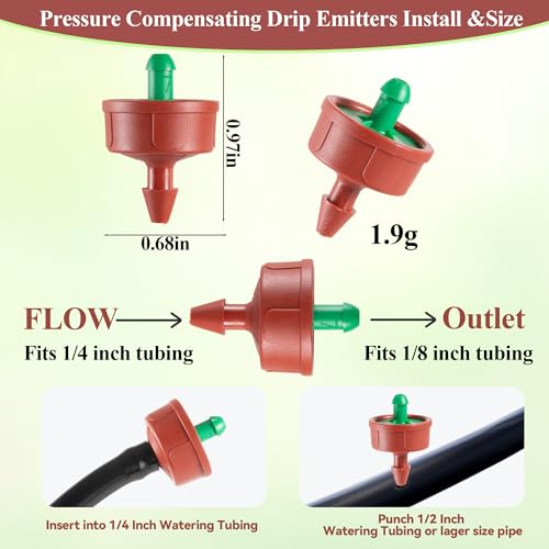 FULAIERGD 200Pcs 0.25 GPH Pressure Compensating Drippers for 1/4" Tubing by FULAIERGD - Used condition - Image 2