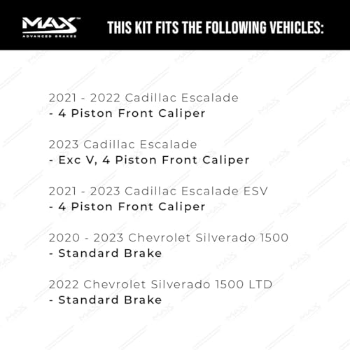 Image of MAX Advanced Brakes - Front Brake Kit For 2019-2023 Chevrolet Silverado 1500, GMC Sierra 1500, Chevrolet Tahoe| Carbon Ceramic Brake and Rotor Kit| Drilled Slotted Brake Rotors