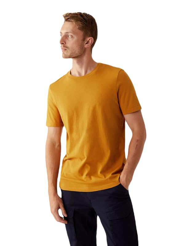 Image of Marks & Spencer Mens Solid Cotton Crew Neck Regular Fit T Shirt