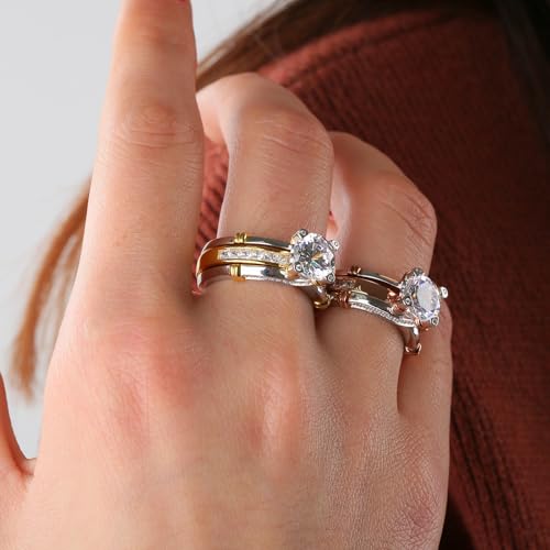 Image of Jeulia Diamond Band Rings for Women cz Sterling Silver Interchangeable Ring Sets Wedding Engagement Anniversary Promise Ring Bridal Sets
