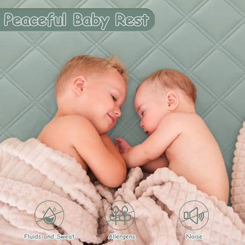 Image of Yoofoss Waterproof Crib Mattress Protector 2 Pack, Quilted Crib Mattress Pad Cover Ultra Soft and Breathable, Machine Washable Toddler Mattress Protector for Standard Baby Crib Size 52''x28''