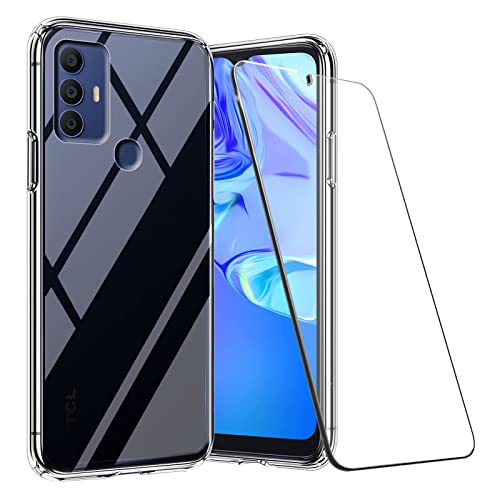 LYJERRY Funda Compatible con TCL 40R Carcasa con 1Pcs Cristal Templado para TCL 40R Tapa,Funda Bumper Cover Transparente Case Silicona Gel Caja Caso
