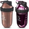 SHAKESPHERE Stainless Steel Shaker Bottle Bundle Copper & Mirrored Pink, 24oz Insulated