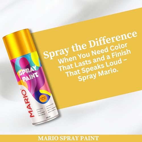 Image of Mario Spray Paint - 25 Medium Yellow (400ml) | Multipurpose Yellow Spray Paint for Automotive, Furniture, Crafts & DIY Use | Quick Dry Finish