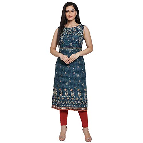 Image of BIBA Cotton Printed Straight Casual Kurtas