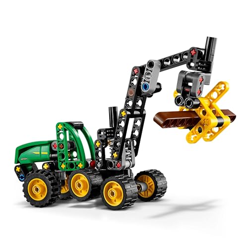 Image of LEGO Technic John Deere 1470H Wheeled Harvester - Working Claw and Log - Model Building Toy - 42218