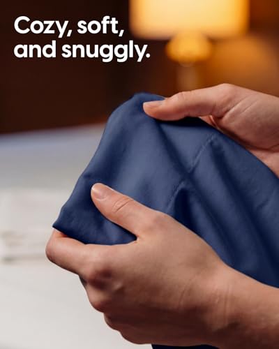 Image of Sleepy Town King Size Bed Sheets - 3 Piece - NO Flat Sheet Included - King Sheet Set - Soft, Comfy & Cooling - Easy Care - Wrinkle & Fade Free - Brushed Microfiber - Deep Pocket Sheets (Navy Blue)