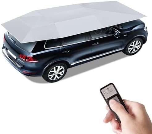 Universal Car Tent Movable Carport, Fully Automatic Car Umbrella Tent Awning (Silver Grey, 189 inch)