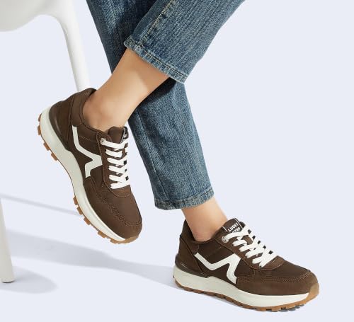 Image of LUCKY STEP Women's Retro Fashion Casual Sneakers Colorblock Platform Classic Trendy Trainning Anti-Slip Tennis Travel Walking Shoes
