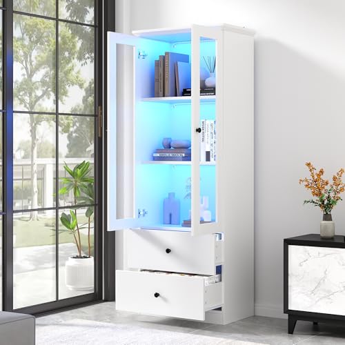 MURUL Moderna vitrina LED negra mate, altura...