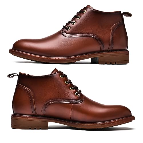 OKKO Mens Leather Oxford Dress Boots - Casual Chukka Ankle Boot Mid-Top Boots for Men2
