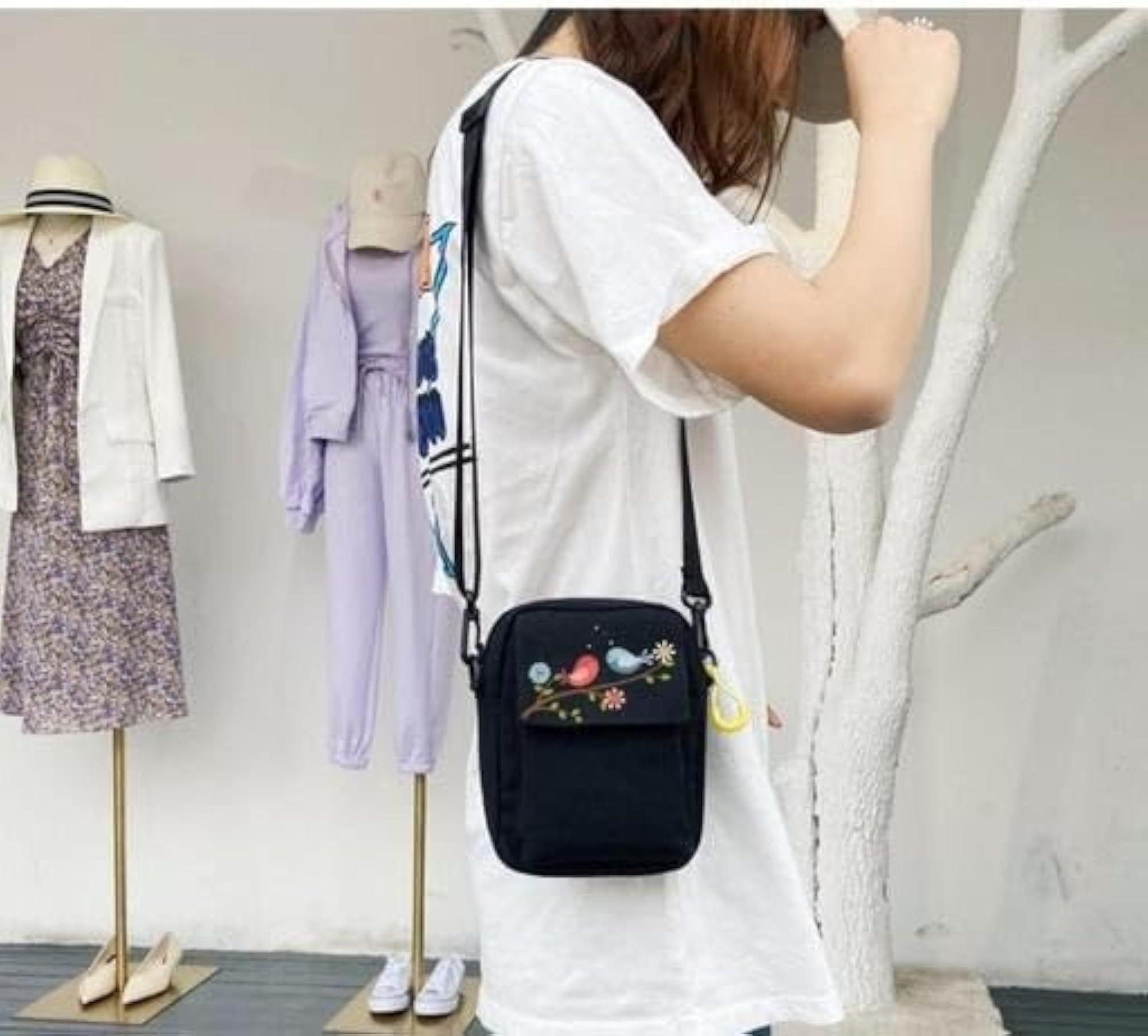 Unisex Canvas Sling Bag, Adjustable Strap Crossbody Bag