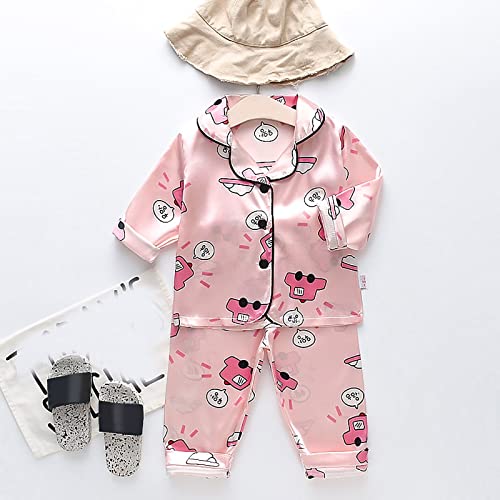 Toddler Boys Girls Satin 𝐏a𝐣ama Set Long Sleeve 𝐒ilk 𝐏ajamas Baby Button Down Shirt and Pants Matching 𝐏a𝐣ama Set2