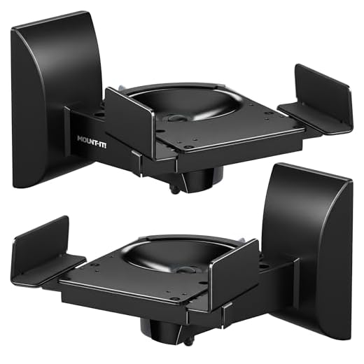 Mount-It! Speaker Wall Mounts, Pair of Universal Side Clamping Bookshelf Speaker Mounting Brackets, Large or Small Speakers, 2 Mounts, 55 Lbs Capacity, Black (MI-SB37)