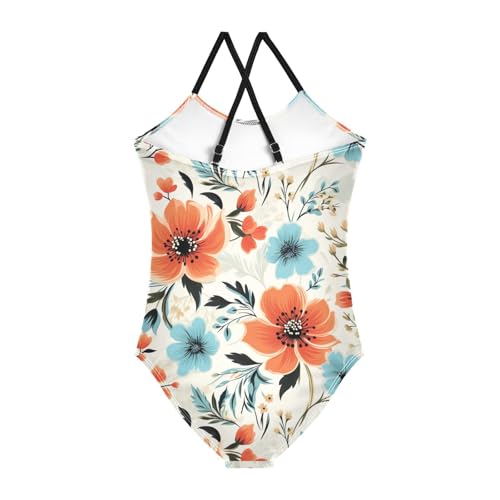Flowers Floral Vintage Girls One Piece Swimsuit Beach Swimwear 208515552