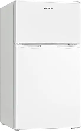 BANGSON Mini Fridge with Freezer, 2 Door Small Refrigerator with Freezer, Small Fridge for Bedroom, 3.2 CU.FT, For Home, Office, Dorm, Garage or RV, White