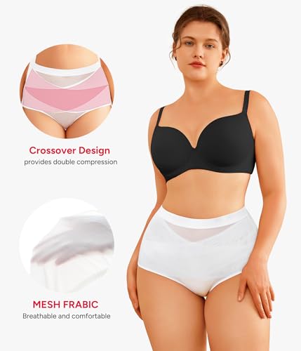 Image of Nebility 2 Piece Tummy Control Shapewear Butt Lifting Underwear for Women Lower Belly Waist Trainer Seamless Faja Body Shaper