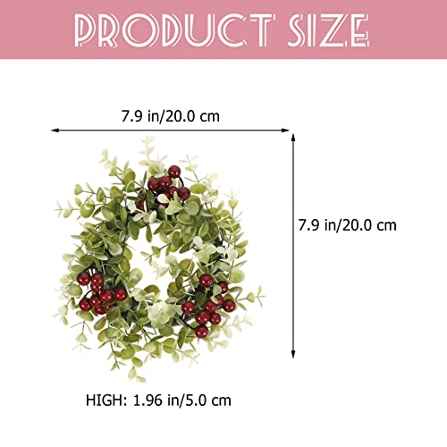 Alipis Artificial Eucalyptus Wreath Candle Rings: 2Pcs Simulation Eucalyptus Leaves Wreaths Greenery Pillar Candle Rings Tabletop Decor for Home Wedding Easter 3 Inch Center (Berry)