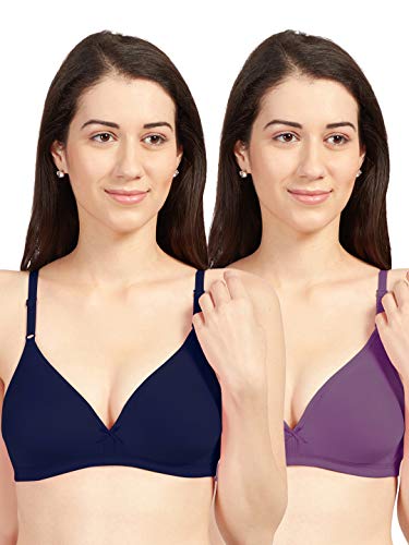 Image of SONARI Omania Womens Non-Padded Cotton Polyester Bras - Solid, Non-Wired, Medium Coverage, Hand Washable (Pack of 2)