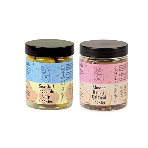 Image of The Wise Combo of Baker's Sea Salt Chocolate Chip Cookies 200 GM with Almond Honey Oatmeal Cookies 200 GM