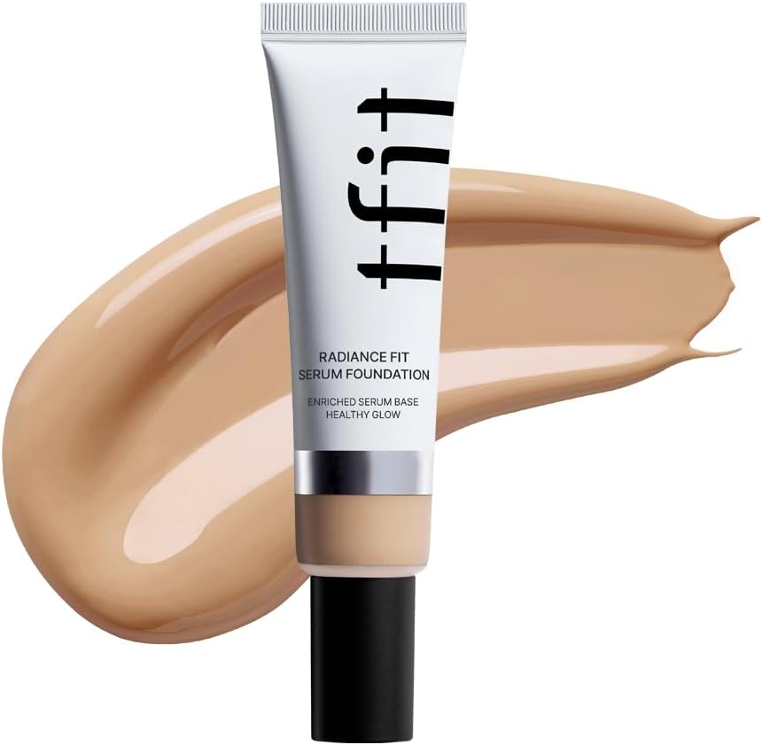 TFIT Radiance Fit Serum Foundation - Flawless Coverage, Dewy finish, Long-lasting, Lightweight, Korean Makeup,1.05 Oz. (C03 Rosy, 30g)