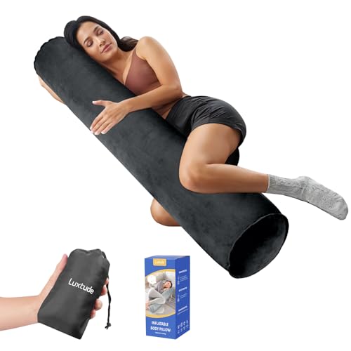Luxtude Inflatable Body Pillow for Adults Kids Travel Body Pillows for Side Sleeper 47Inch Long Round Bolster Pillows for Bed Round Cervical Cylinder Pillow for Hugging Sleeping Back etc.